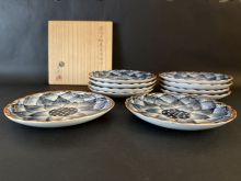 横井米禽　染付蓮華平向10